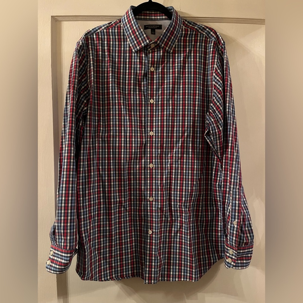 Mens Large Large Slim Fit Button Down Dress Shirt